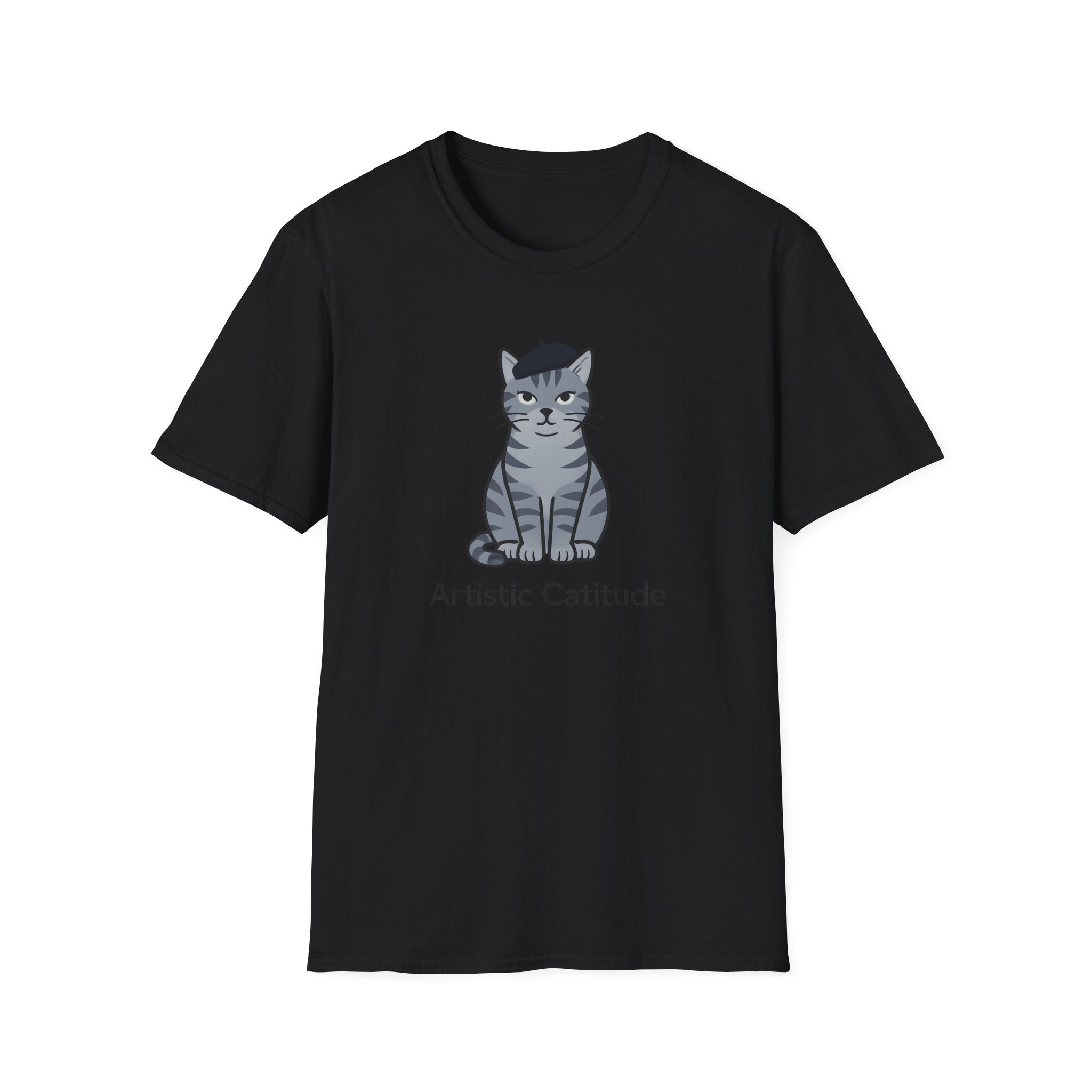 Gray Cat with Beret T-Shirt